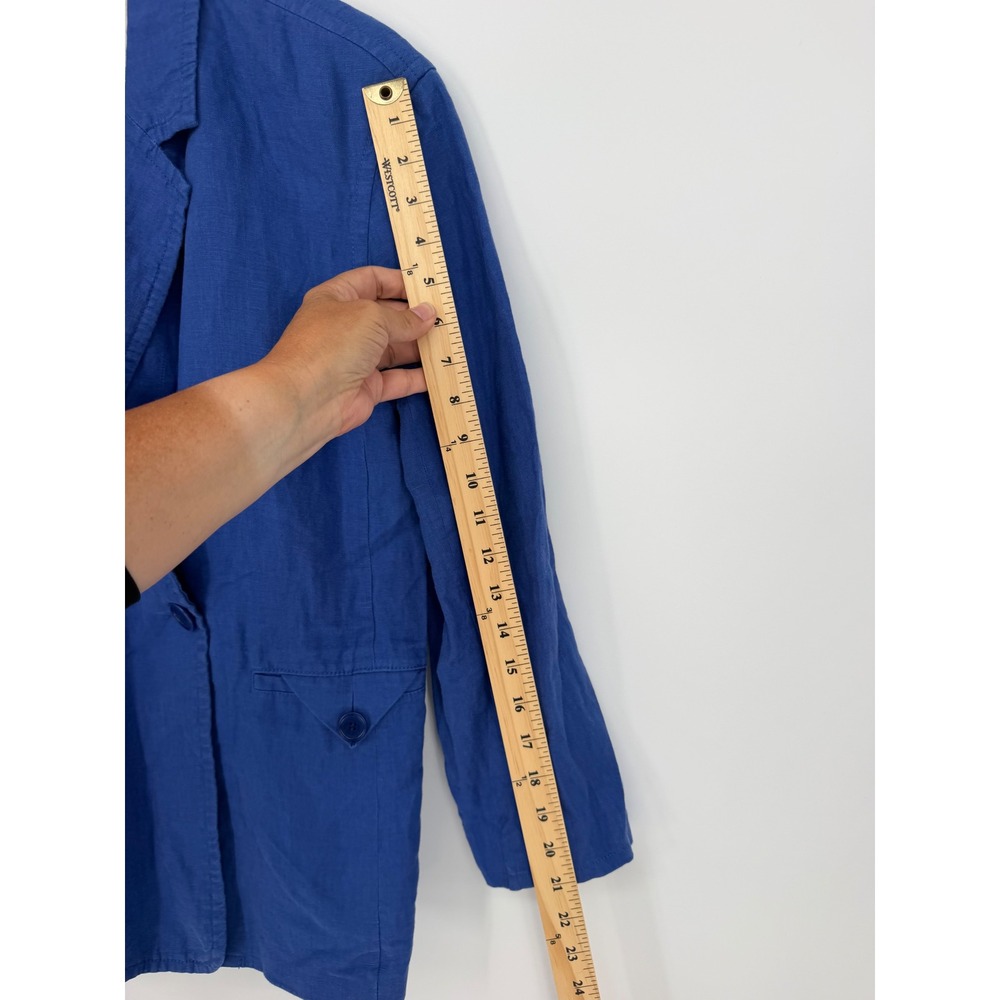 Madewell Linen Blazer S Blue Single Button Relaxed Coastal Grandmother Chic - Picture 5 of 9